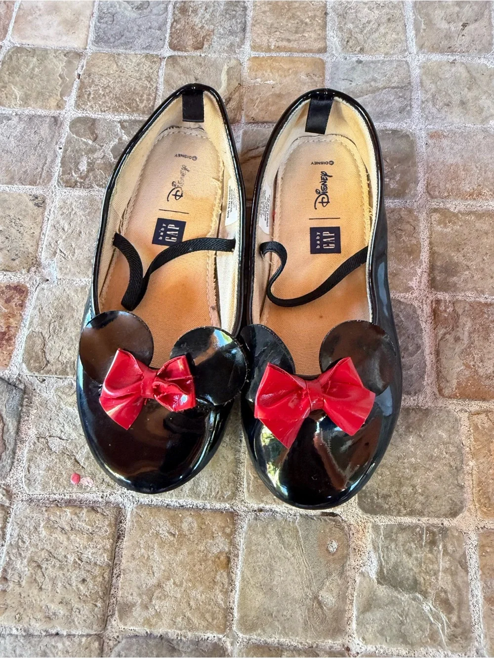GAP Kids Black Patent Flats with Red Bow